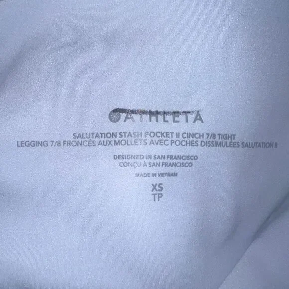 Athleta Salutation Stash Pocket II Cinch 7/8 Star Blue Extra Small NWOT - Picture 7 of 9